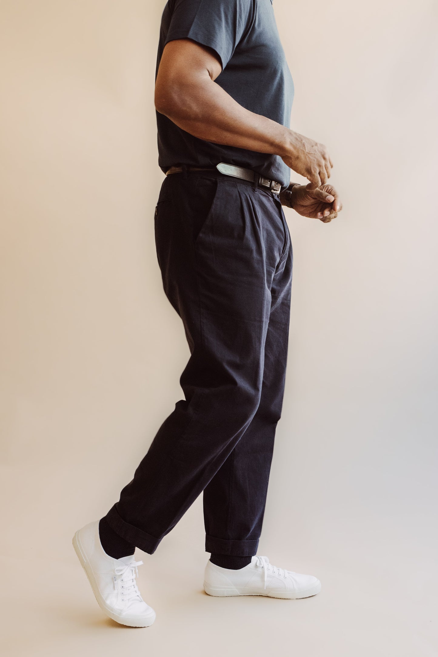 Organic Twill Double Pleated Trouser