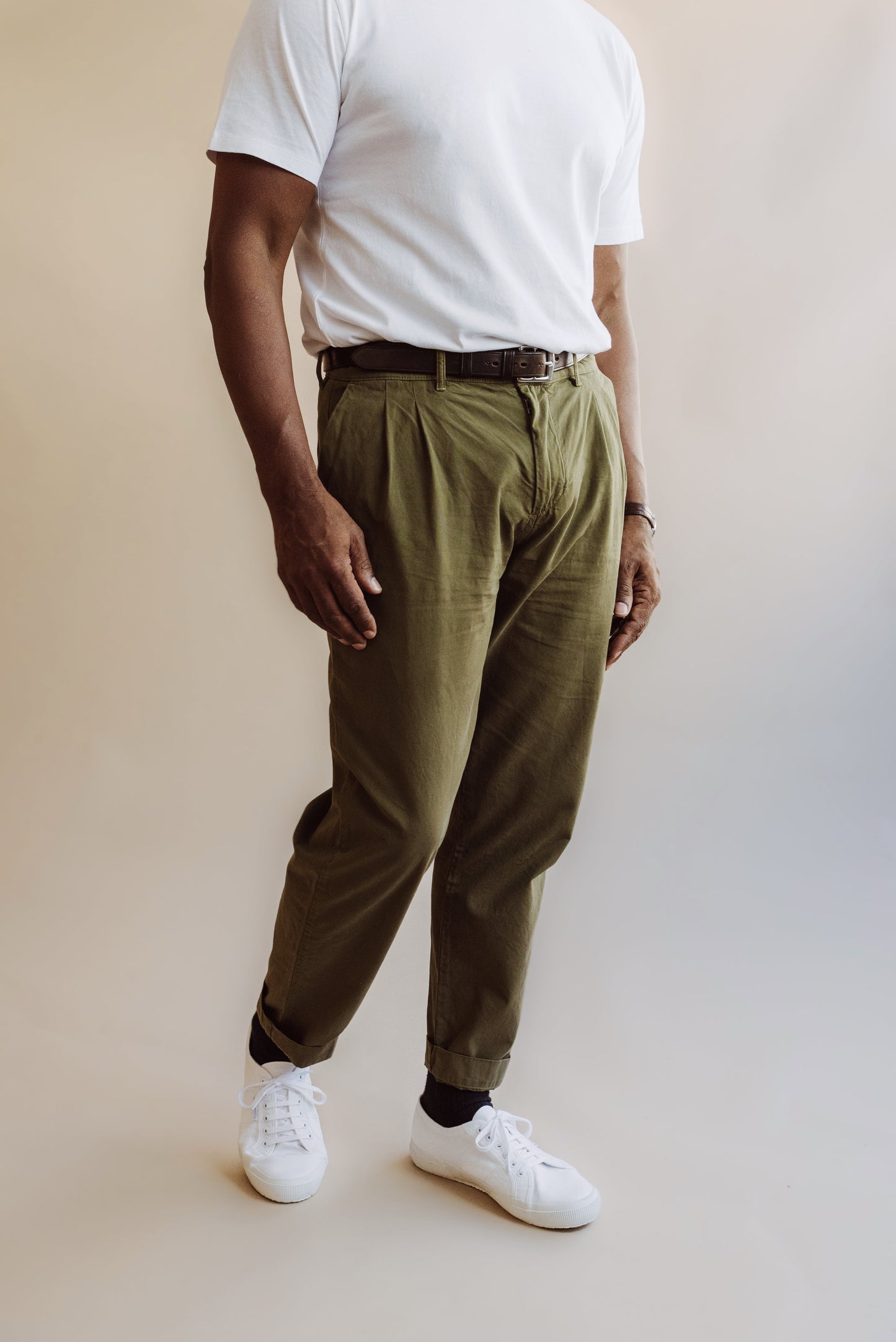 Organic Twill Double Pleated Trouser