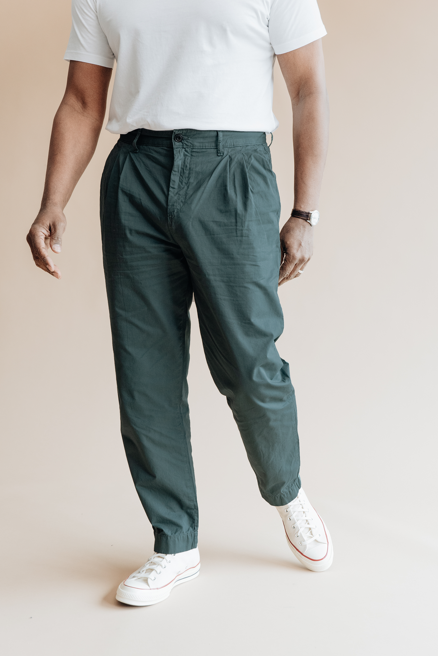 Organic Twill Double Pleated Trouser