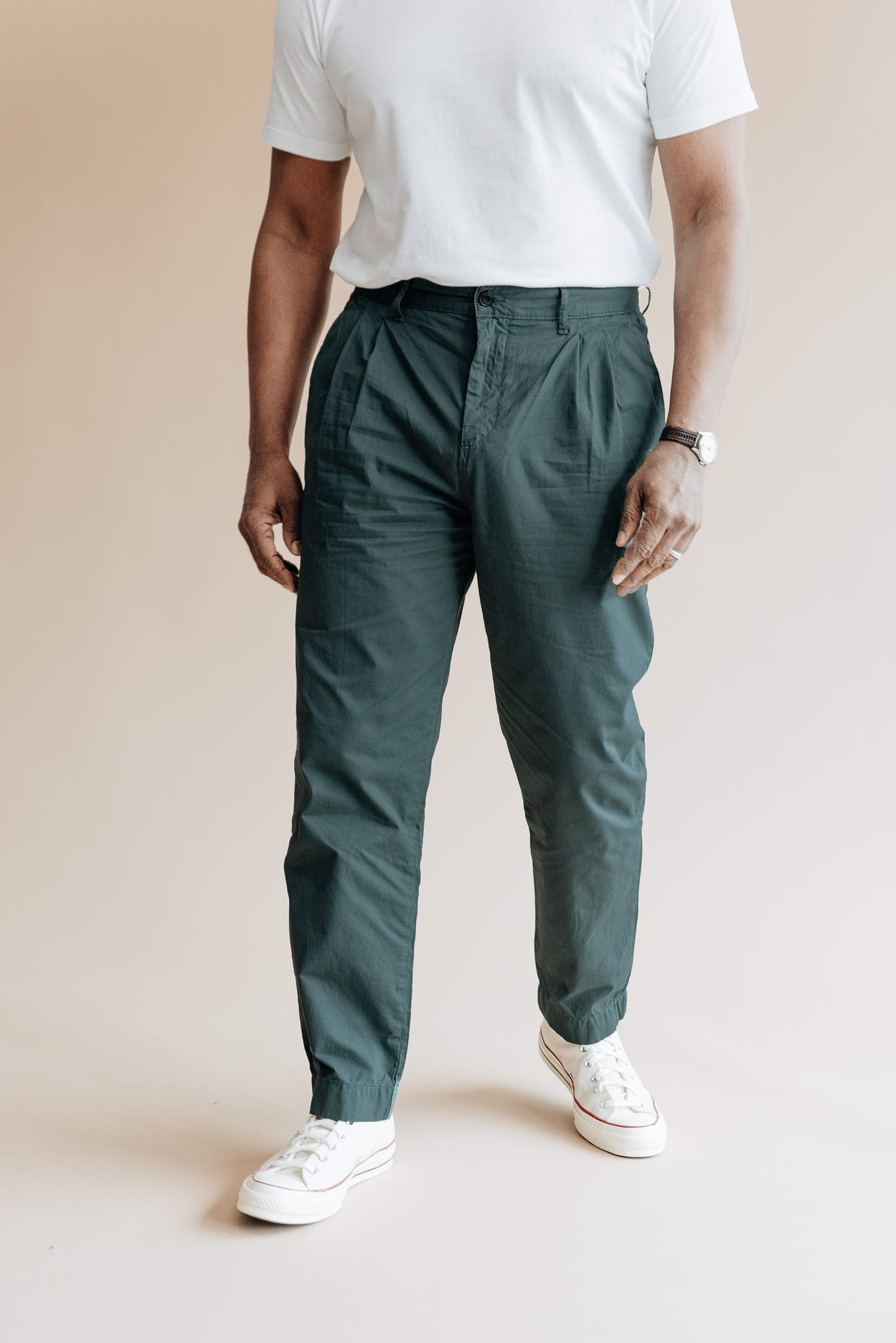 Organic Twill Double Pleated Trouser