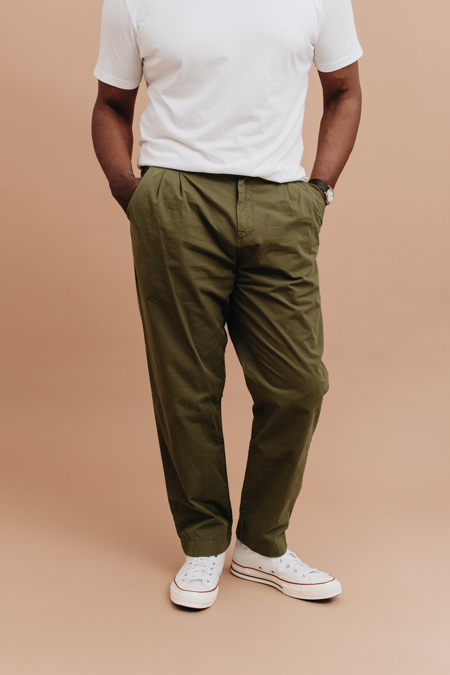 Organic Twill Double Pleated Trouser