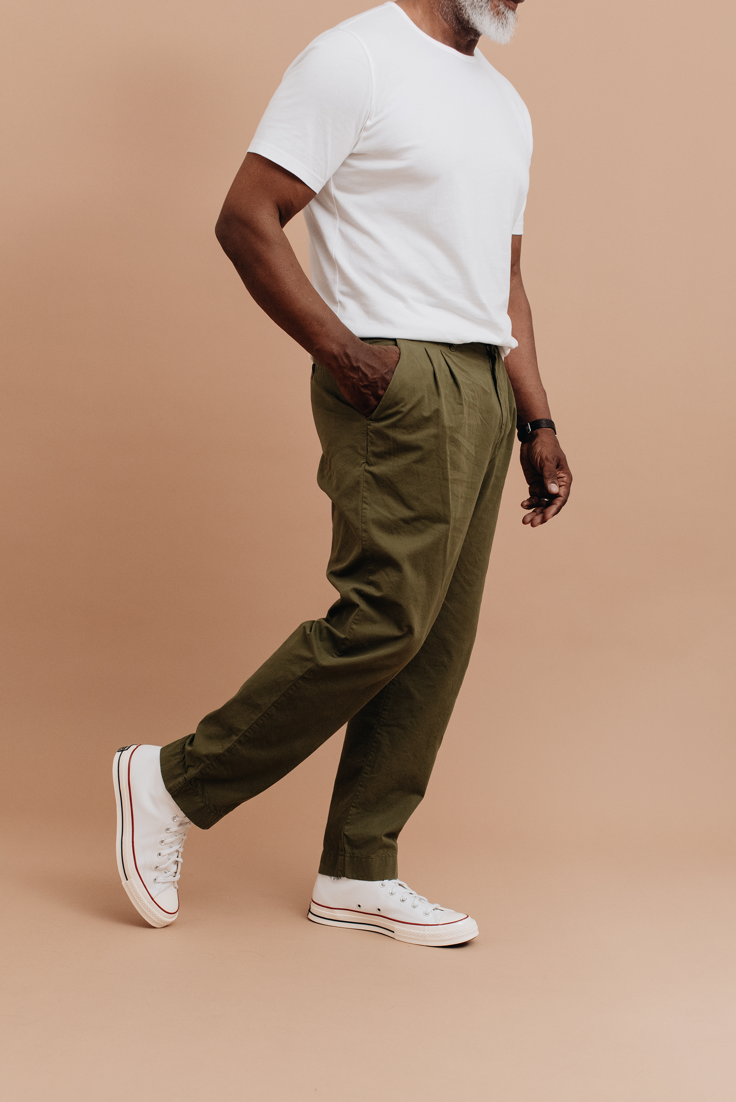 Organic Twill Double Pleated Trouser