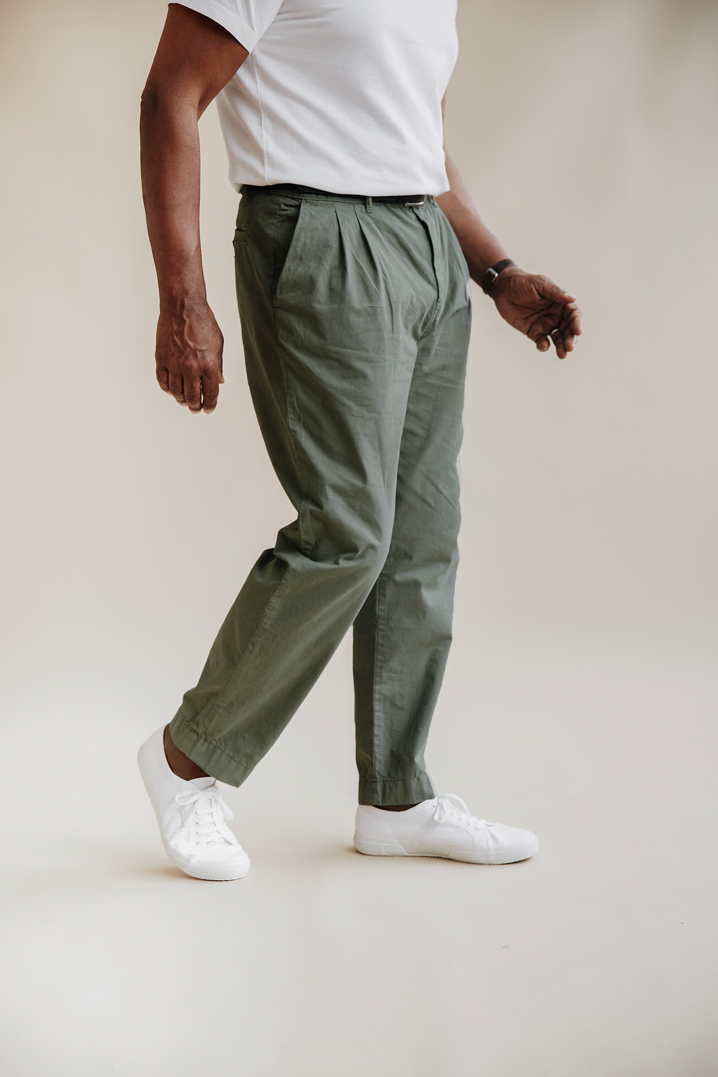 Organic Twill Double Pleated Trouser